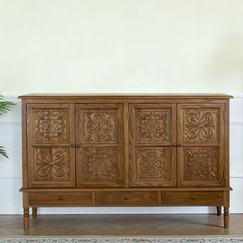 Armoire d'appoint moderne en bois manufacturé brun massif