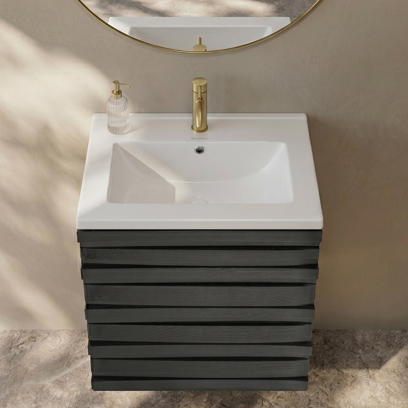 18" Ceramic Square Vanity Sink Top, White