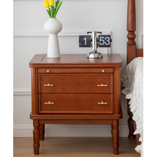 Modern Retro-Style Cherry Wood Bedside Table, With A Multi-Level Drawer Layout, Suitable For The Bedroom