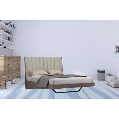 Heile Upholstered Faux Leather and Gloss Bed Frame