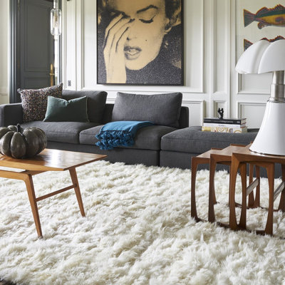 Turbulences Wool Area Rug in Ecru