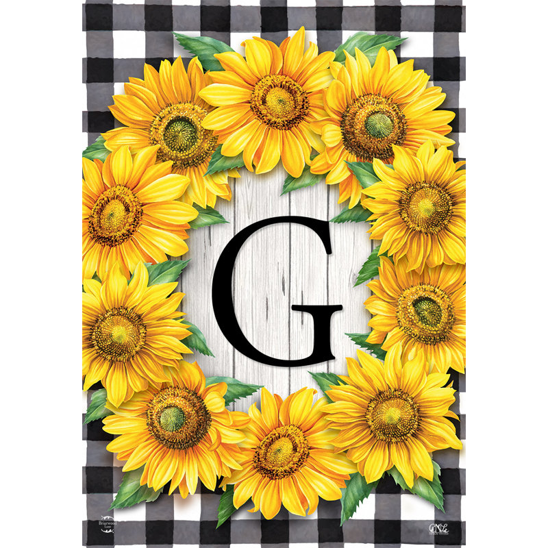 Drapeau de jardin tournesols monogramme G