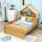 Wooden House Bed with Safety Guardrail-257911727-257911725