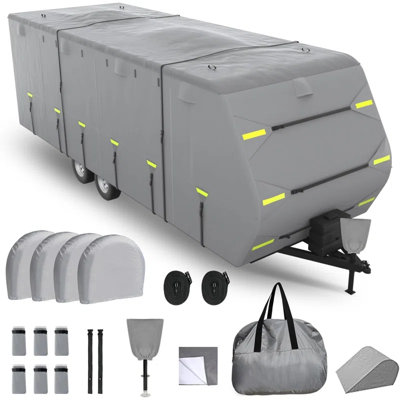 CampSoul Upgraded Travel Trailer RV Cover - 300D Top Oxford Cloth - Rip-Resistant, Anti-UV, Durable