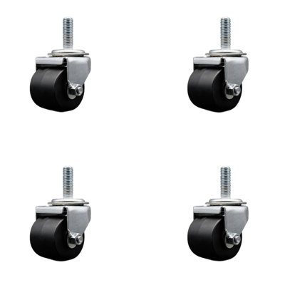 Low Profile Polyolefin 2 Inch Wheel 1/2 Inch Threaded Stem Caster Set SCC