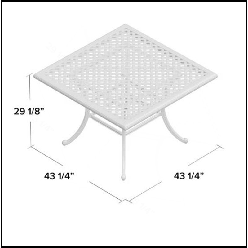Table de salle à manger d'extérieur carrée de 44 pouces, fonte d'aluminium résistante aux intempéries, conception en treillis moderne pour patio et jardin