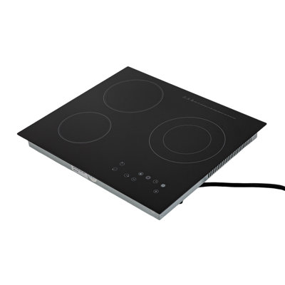 23.23" Black 3 Burners Electric Ceramic Cooktop with Timer, Sensor Touch Control 2600W