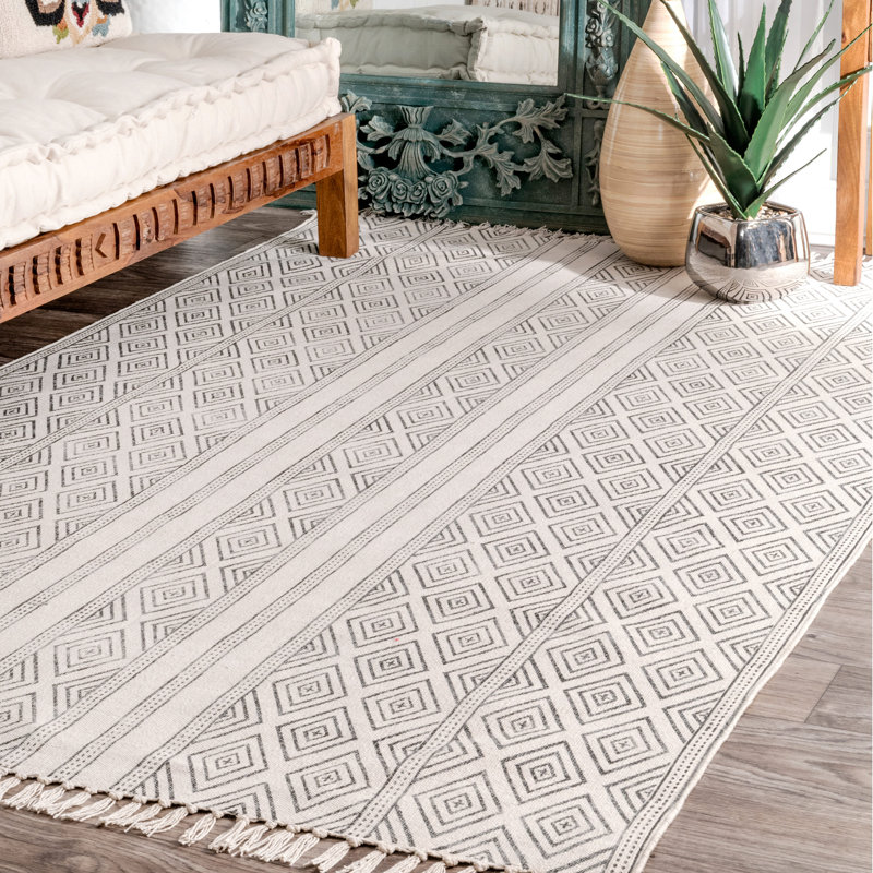 Behrendt Cotton Geometric Indoor Rug, Rectangle 8'6" x 11'6"