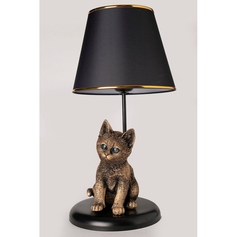 Lampe de table en métal Hecker, Noir / or, Noir