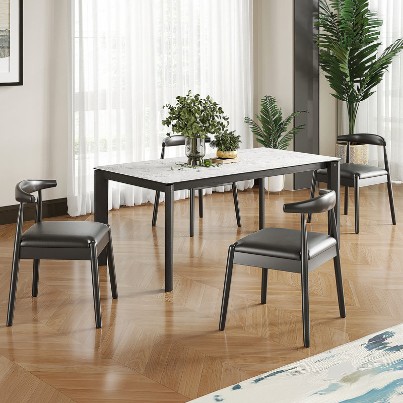 Weave Dining Chairs Set of 2, Mid-Century Modern Kitchen Chair with Solid Oak Frame & Handwoven Seat for Living Dining Room