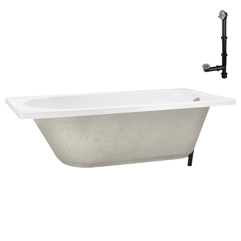 60" x 32" Acrylic Soaking Drop-In Bathtub, Drain Included, Brushed Nickel
