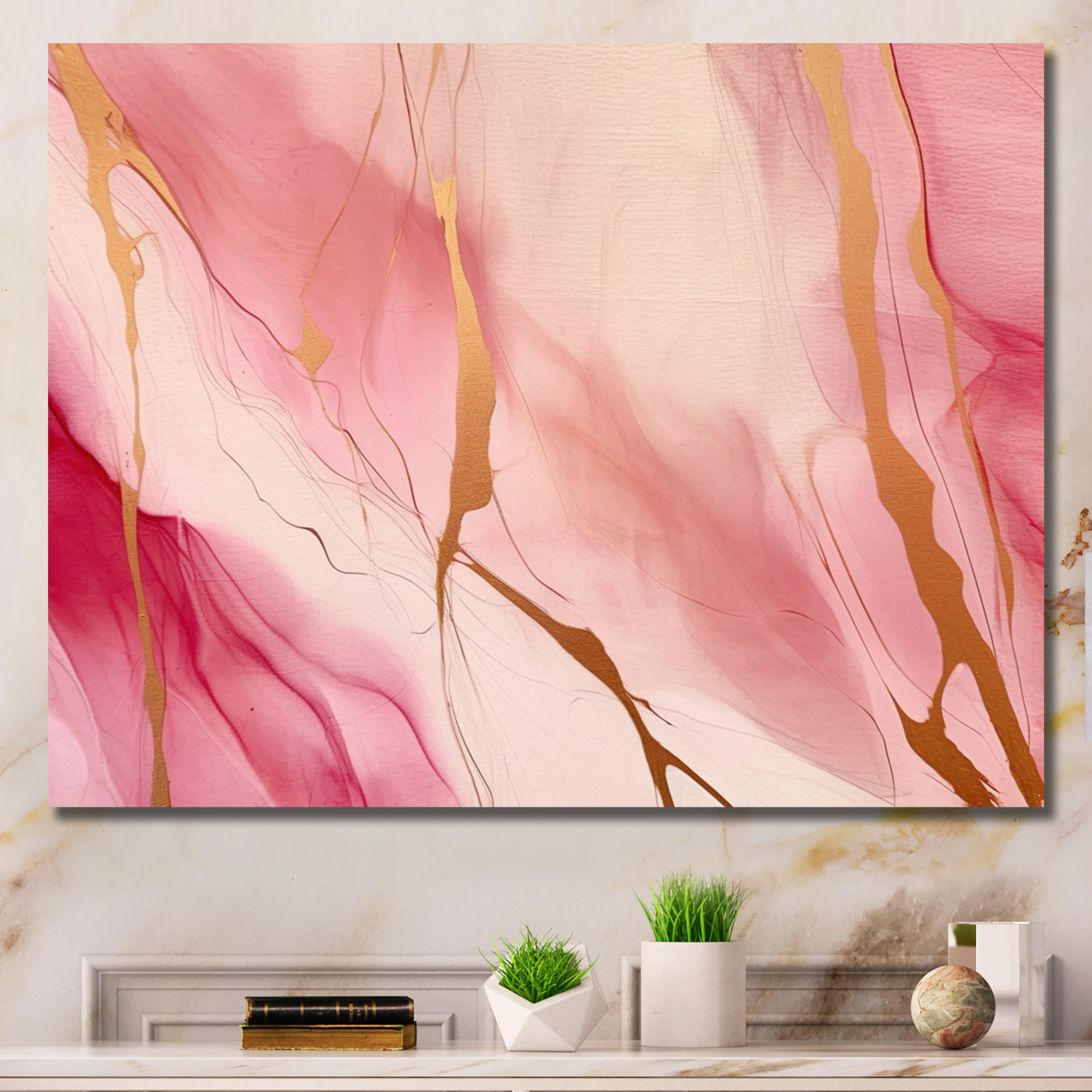 Mercer41 Pink And Gold Enchanted Spills II - Abstract Wall Art Prints ...