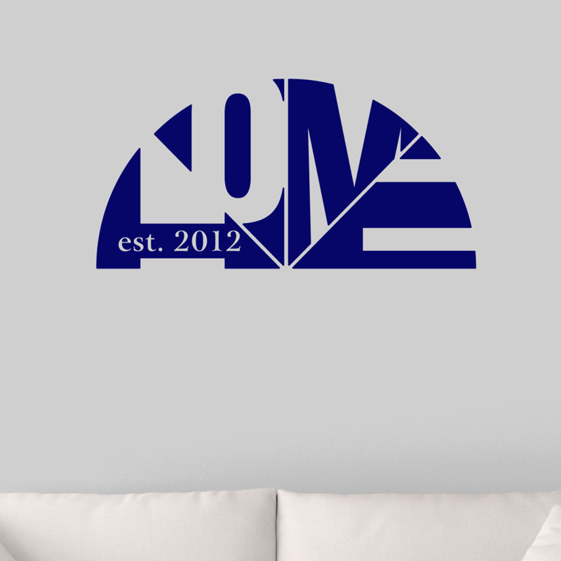 Décalcomanie murale maison personnalisée avec année, Bleu marine, Oui