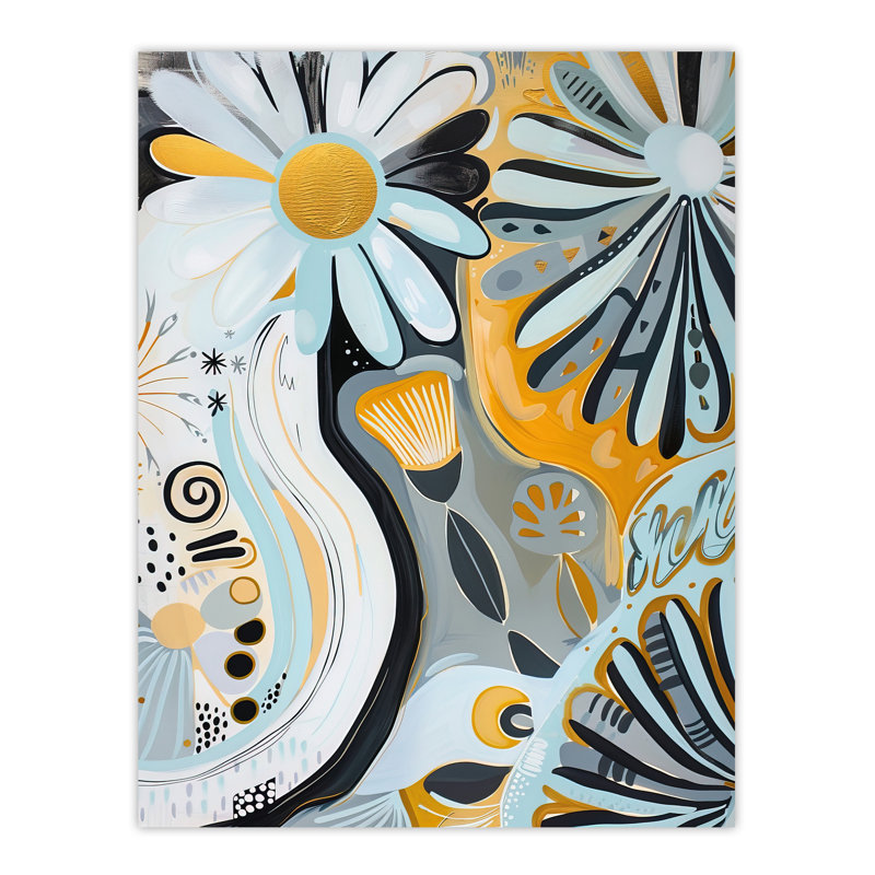 Abstract Daisy Wild Flowers Painting Pastels Wall Art Print