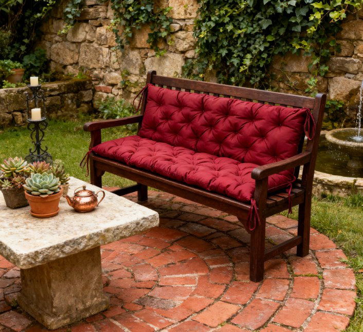 Coussin de banc / coussin de patio, Rouge, Brun