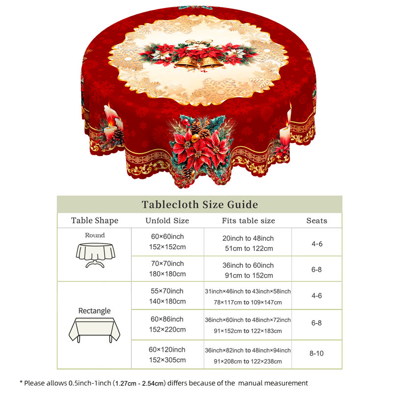 1pc round/rectangular polyester tablecloth, Christmas tablecloth with pine, snowman, truck, embosed edge, Christmas decorations for dining table, festival party holiday table decoration, perfect festival gift