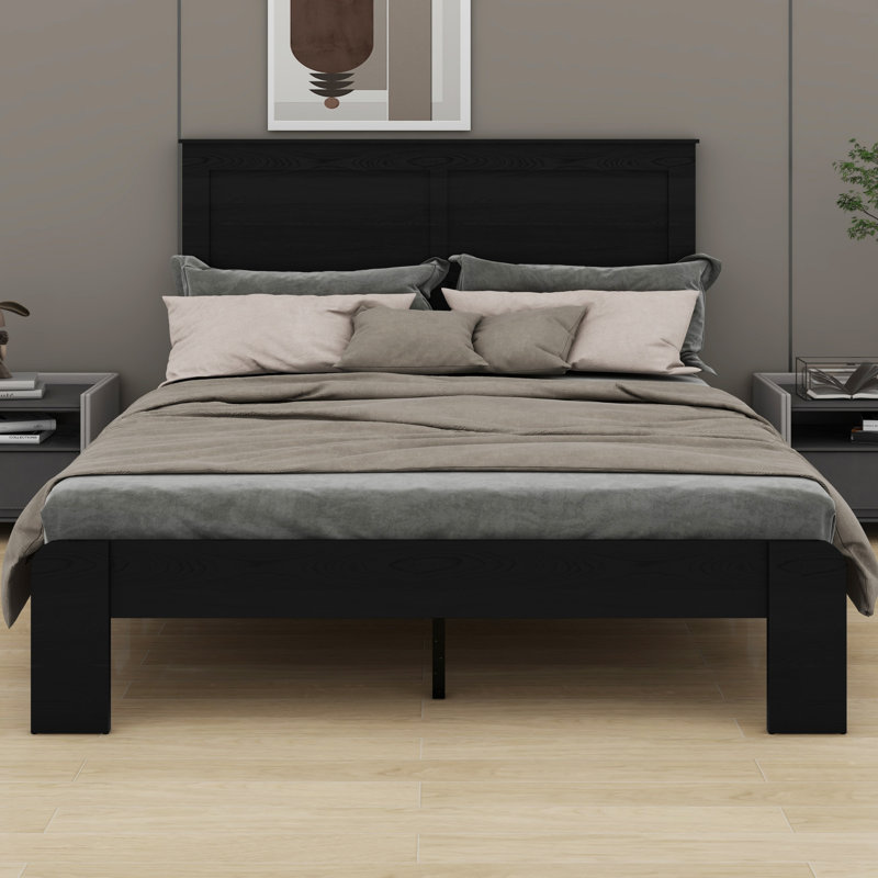 Lit plateforme en bois durable avec rangement pratique sous le lit, Grand lit