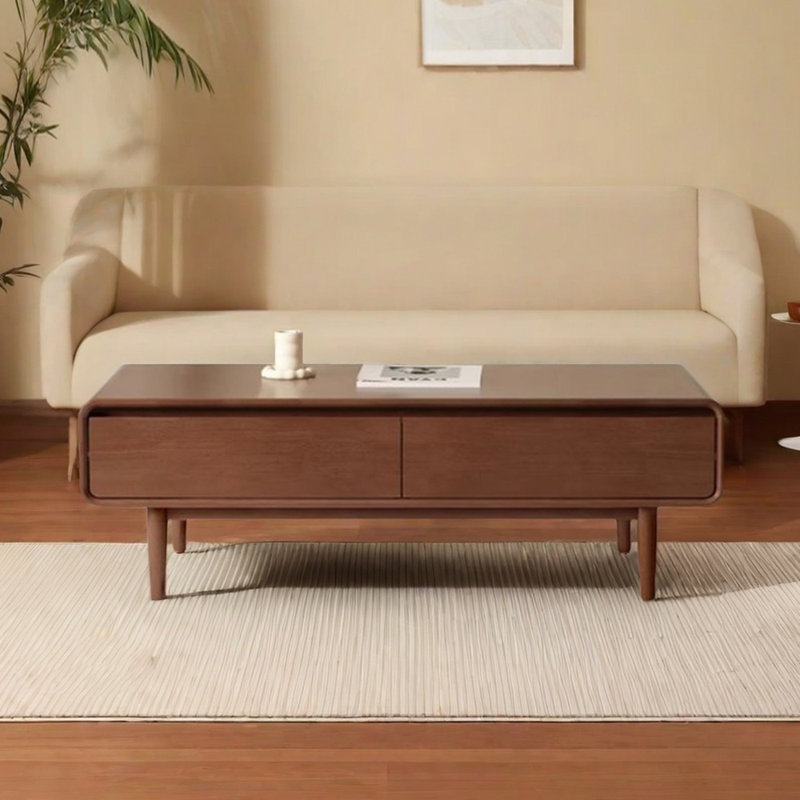 Retro design solid wood coffee table, 16.53" H x 47.24" L x 22.04" W