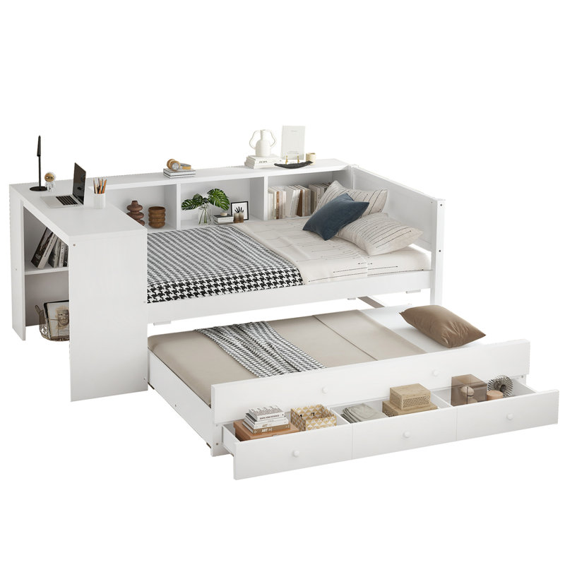 Lit de jour avec couchette, Lit simple, Blanc