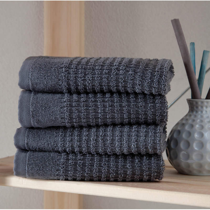 Earline Turkish Cotton Midweight Washcloth, Gray