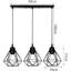  Lampe suspendue 3 lumières industrielle rétro avec design géométrique E27 avec abat-jour cage en fer noir