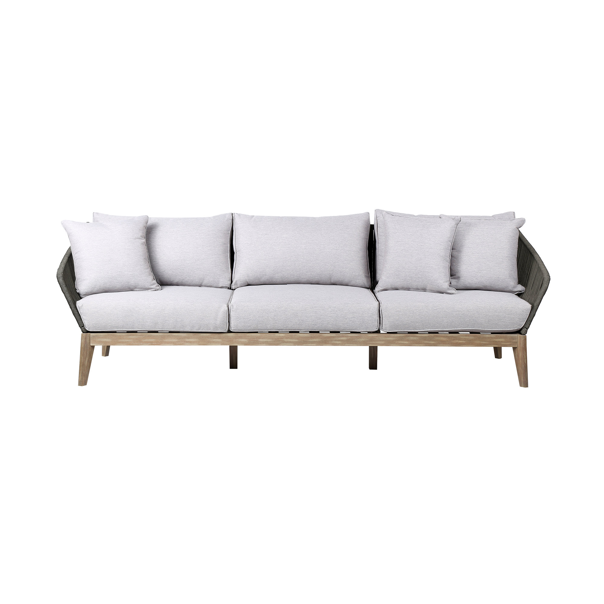 Fynn 93'' Wide Rectangle Patio Sofa with Cushions, Light Eucalyptus