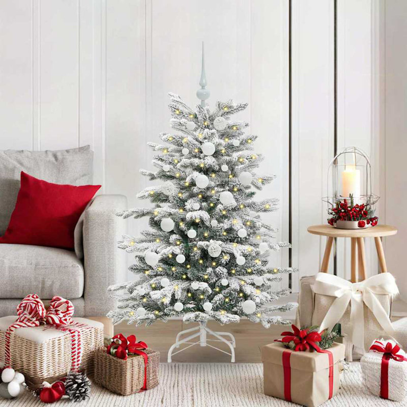 Artificial Hinged Christmas Tree White PE and PVC, 3.94 ft