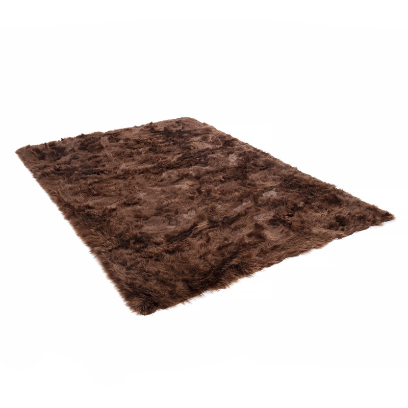 Shag Faux Fur Washable Brown Area Rug, Rectangle 2' x 3'
