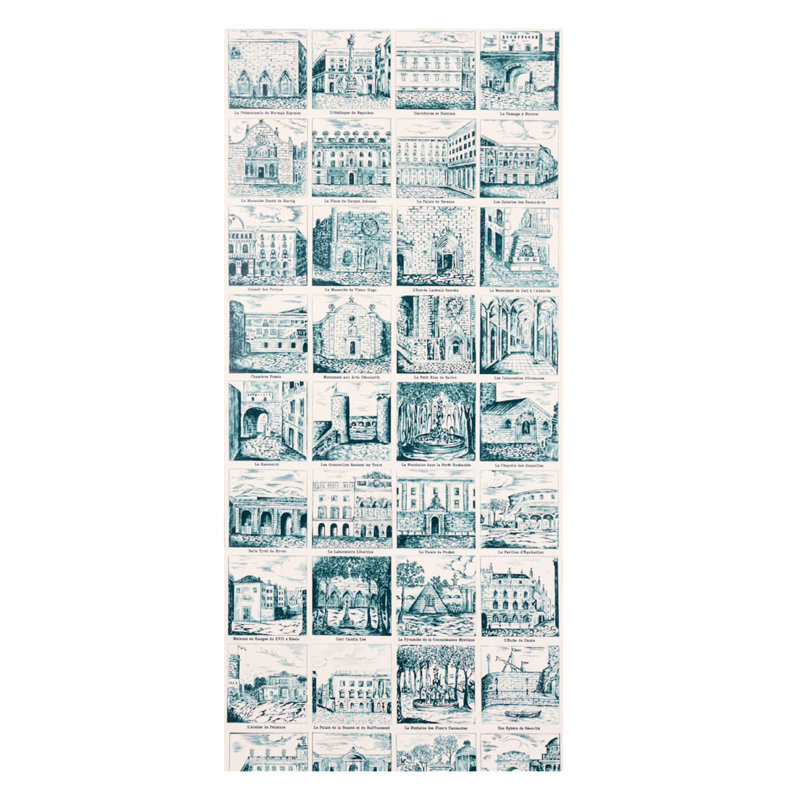 Papier peint Schumacher x Johnson Hartig Architecturra, Bleu sarcelle