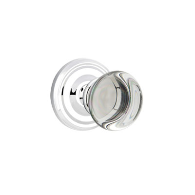 Ensemble de boutons d'intimité Emtek avec rosette régulière et bouton en verre Providence