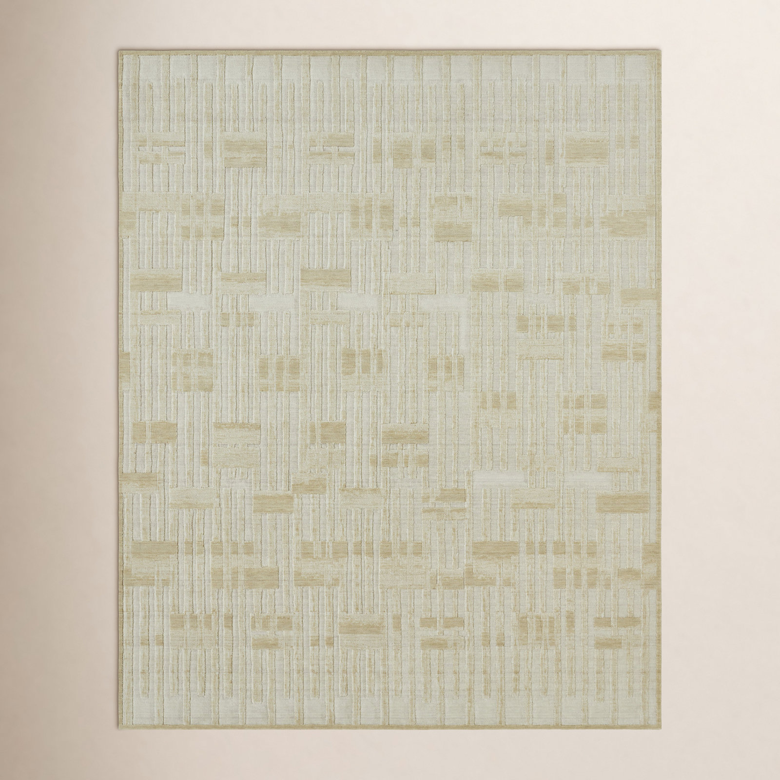 Geometric Wool Rug, Rectangle 3'6" x 5'6", Sand Tones/Cream