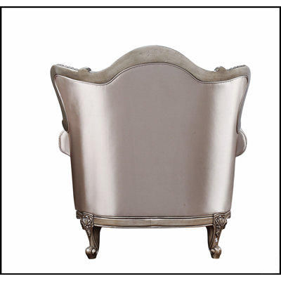 Elegant Fabric  Champagne Finish Armchair with Included Pillow, Perfect for Luxurious Comfort and Stylish Decor