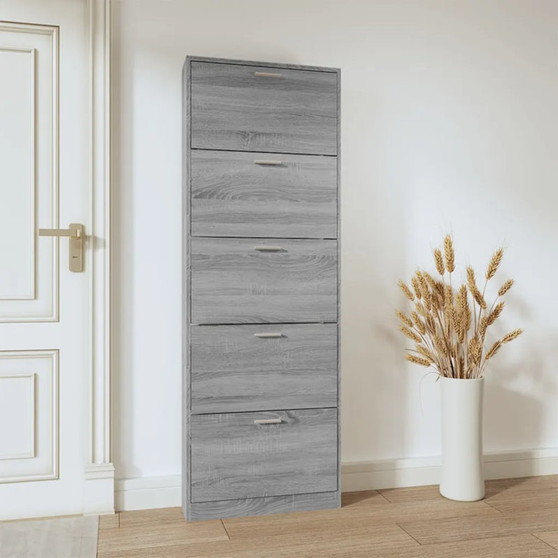 15 Pair Shoe Flip Down Shoe Storage, Grey Sonoma
