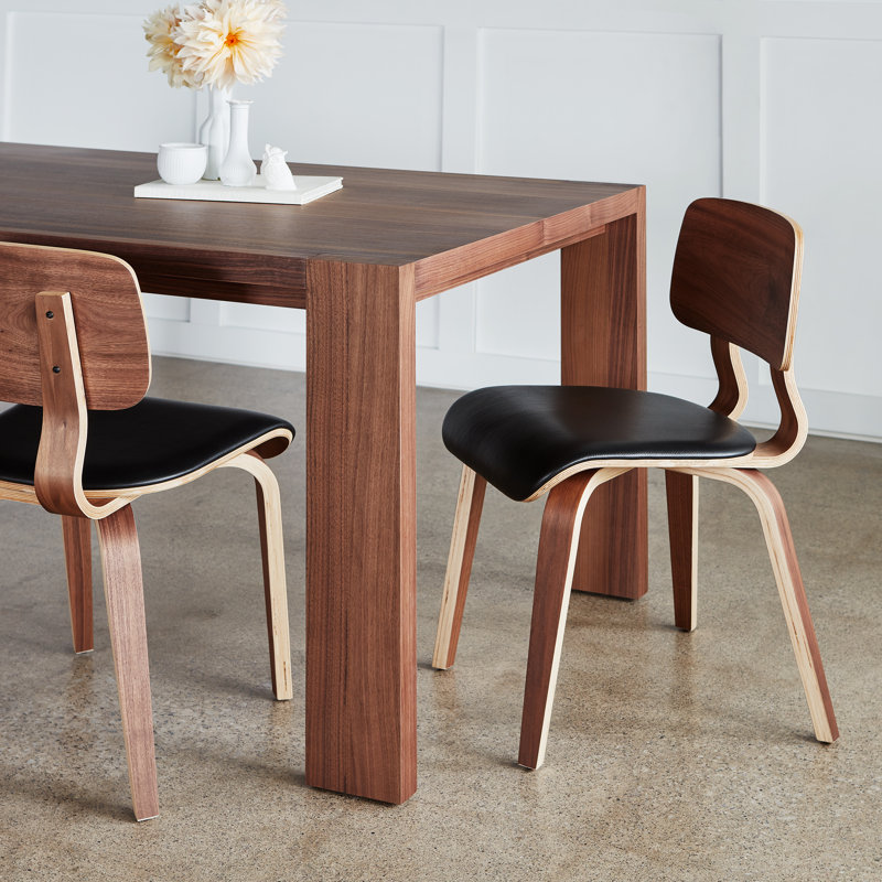 Cardinal Dining Chair, Walnut/Moto Black Leather