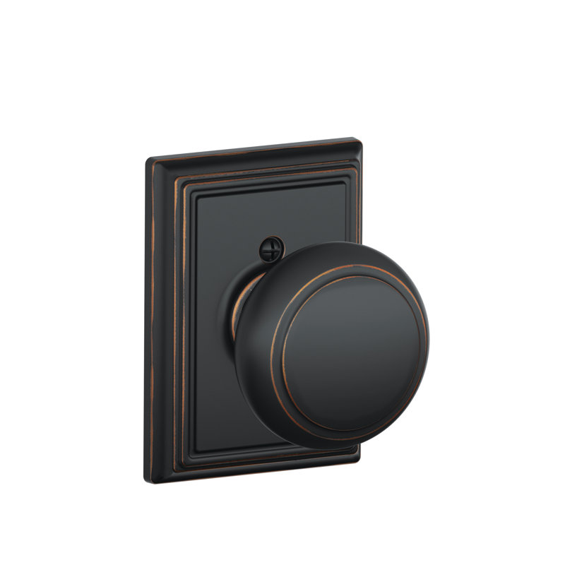 Andover Knob with Addison Trim Non-Turning Lock, Aged Bronze