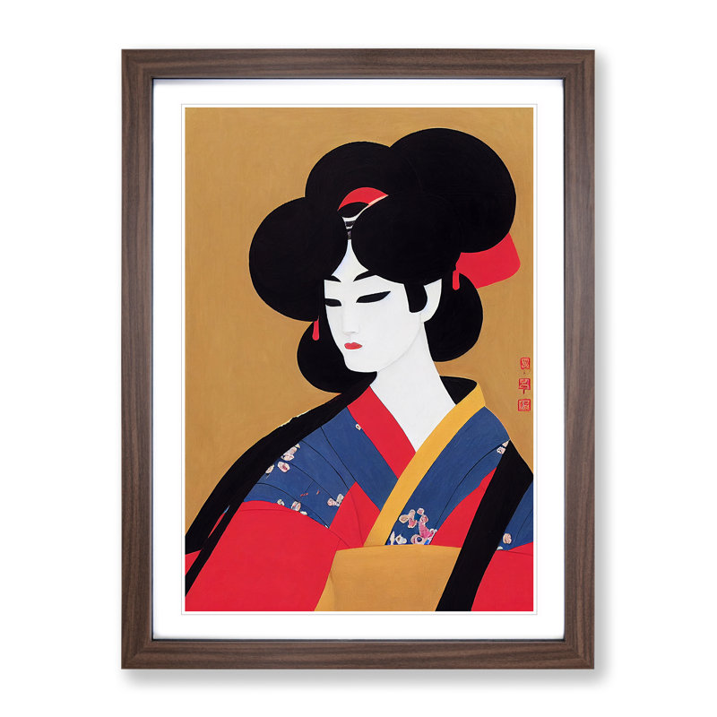 Artistic Geisha No.1 - Wall Art, 46cm H x 34cm W, Walnut Framed
