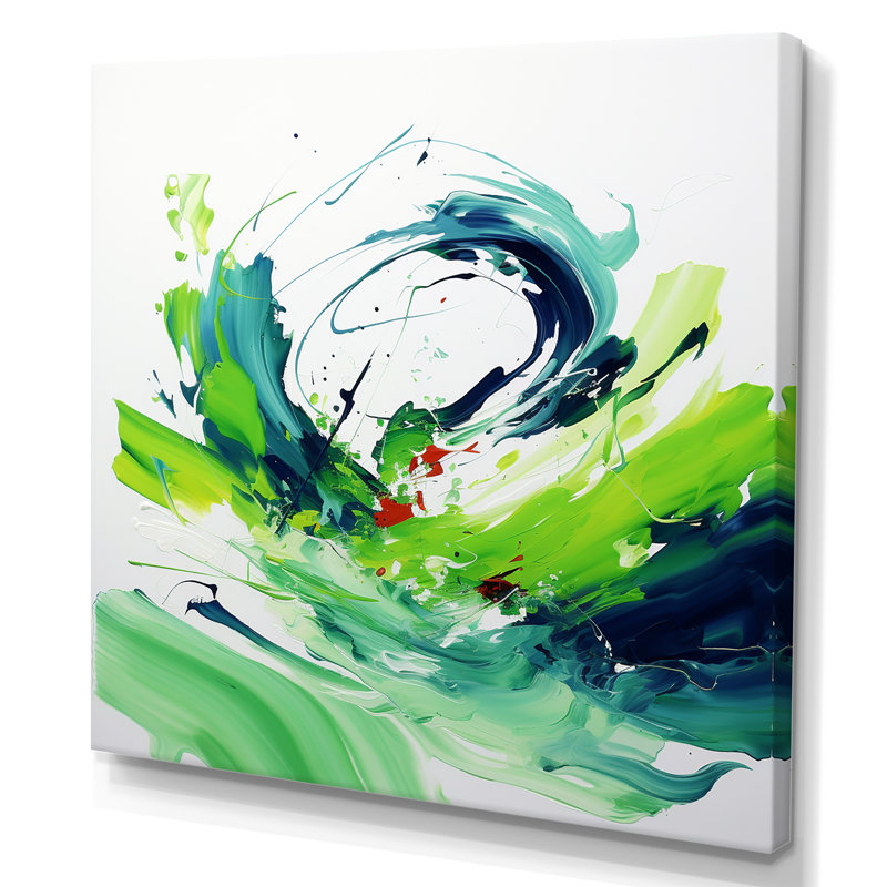 «Green Abstract Ink Expression II», art mural abstrait, H 30 po x l 30 po x P 1,5 po, Toile tendue