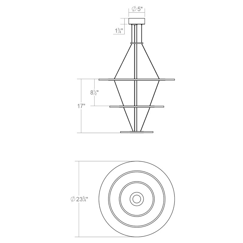 Arctic Rings 3 - Light LED Chandelier, 17" H x 30.5" W x 30.5" D, Satin Black