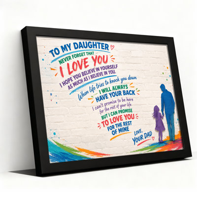 Father Daughter Quote With Silhouettes On White Brick Canvas Wall Art