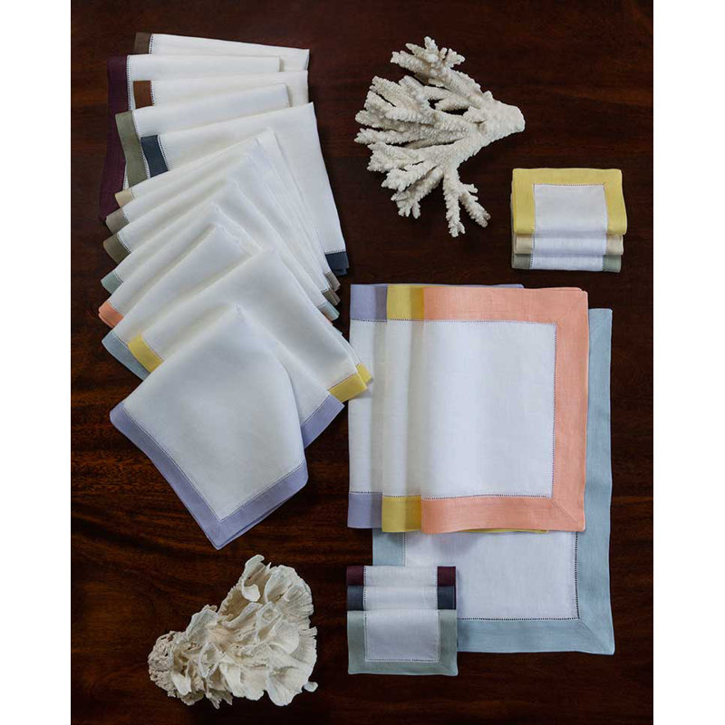 Filetto Rectangle Placemats, White/Silver