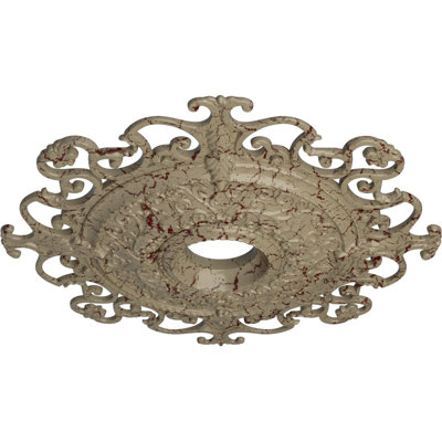 Endurathane Orleans Ceiling Medallion, 38 3/8"OD x 6 5/8"ID x 2 7/8"P (Fits Canopies up to 8 1/4"), Hand-Painted Gobi Desert Crackle Finish
