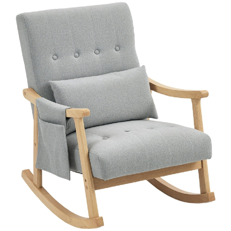 Upholstered Side Chair, Light Grey/Natural