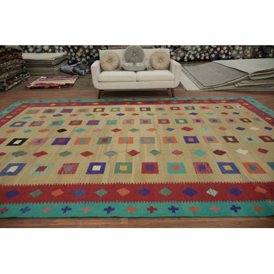 Geometric Kilim Turkish Large Rug 10x15