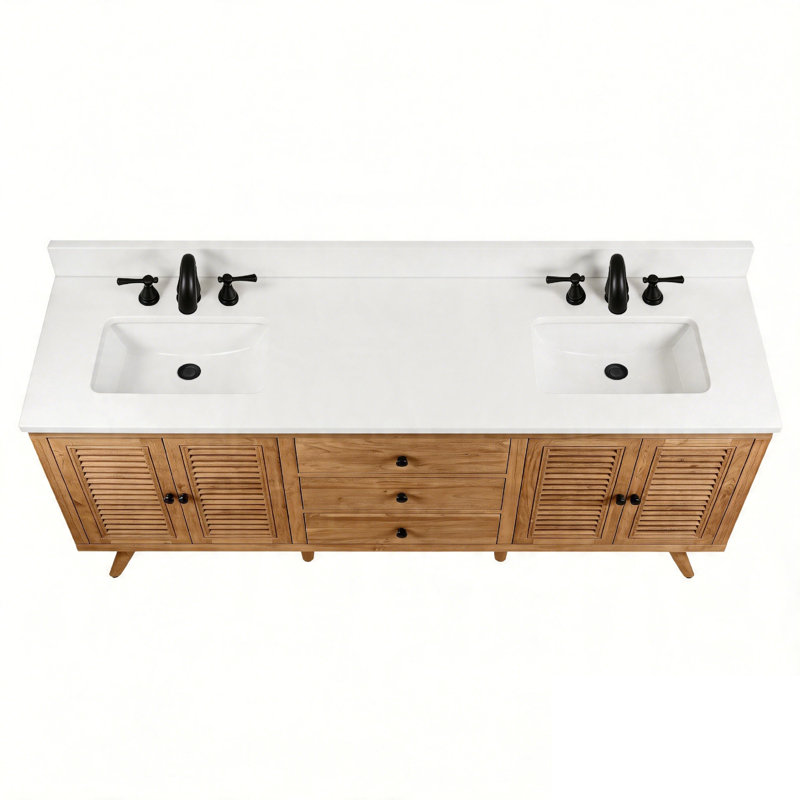 Harper 73" Double Bathroom Vanity, 73, Carrara White Marble