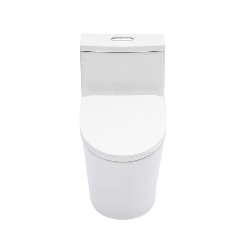 Toilette monobloc en céramique pour salle de bain, 12 po brut, 1,24 / 1,43 GPF, double chasse avec siège cloisonné doux, puissant double chasse CARTE 800 g