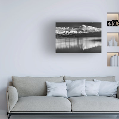 Wrapped Canvas Wall Art - Rick Berk 'Wonder Lake Black and White 2' Wall Art for Living Room, Bedroom, or Office Décor - 22x32