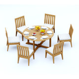 8 Seats 9 Pcs Grade-A Teak Wood Dining Set: 72" Round Table And 8 Caranas Armless Chairs #11Ca1700