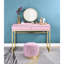 Bureau de coiffeuse 2 tiroirs avec miroir et plateau à bijoux, rose et or