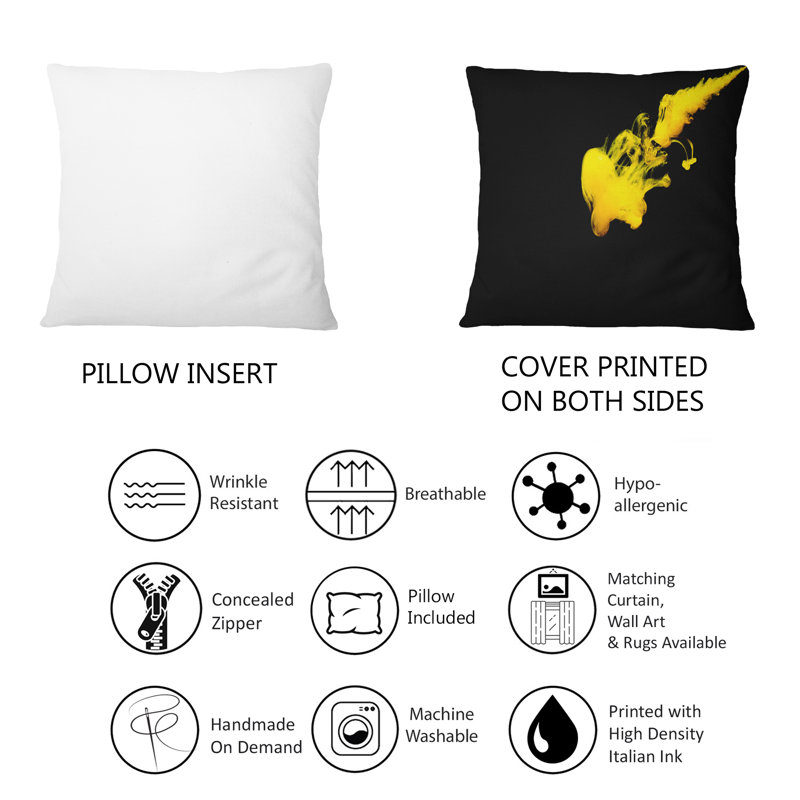 Un nuage de peinture jaune diffusé dans l'eau claire - Coussin décoratif imprimé moderne 1
