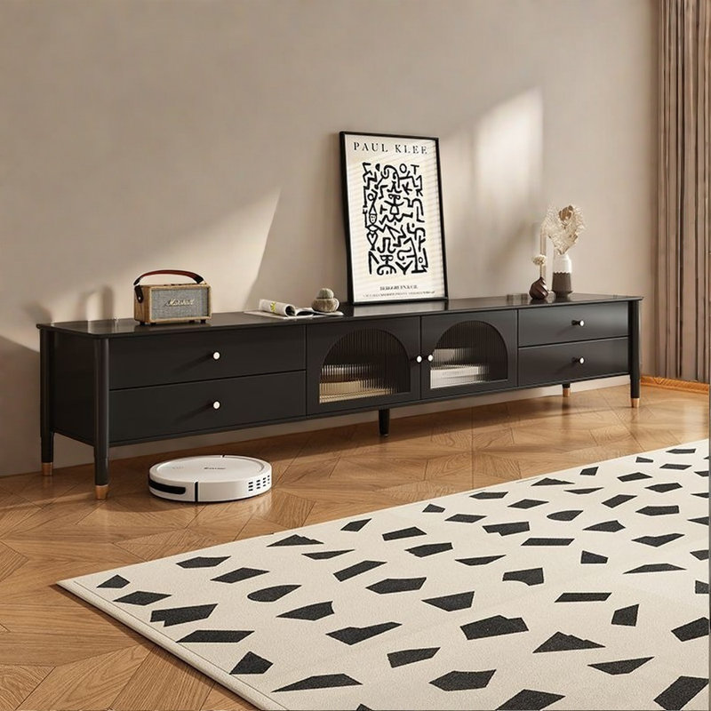 Meuble télé de style français rétro, Noir, noir, noir, noir, 78.74"